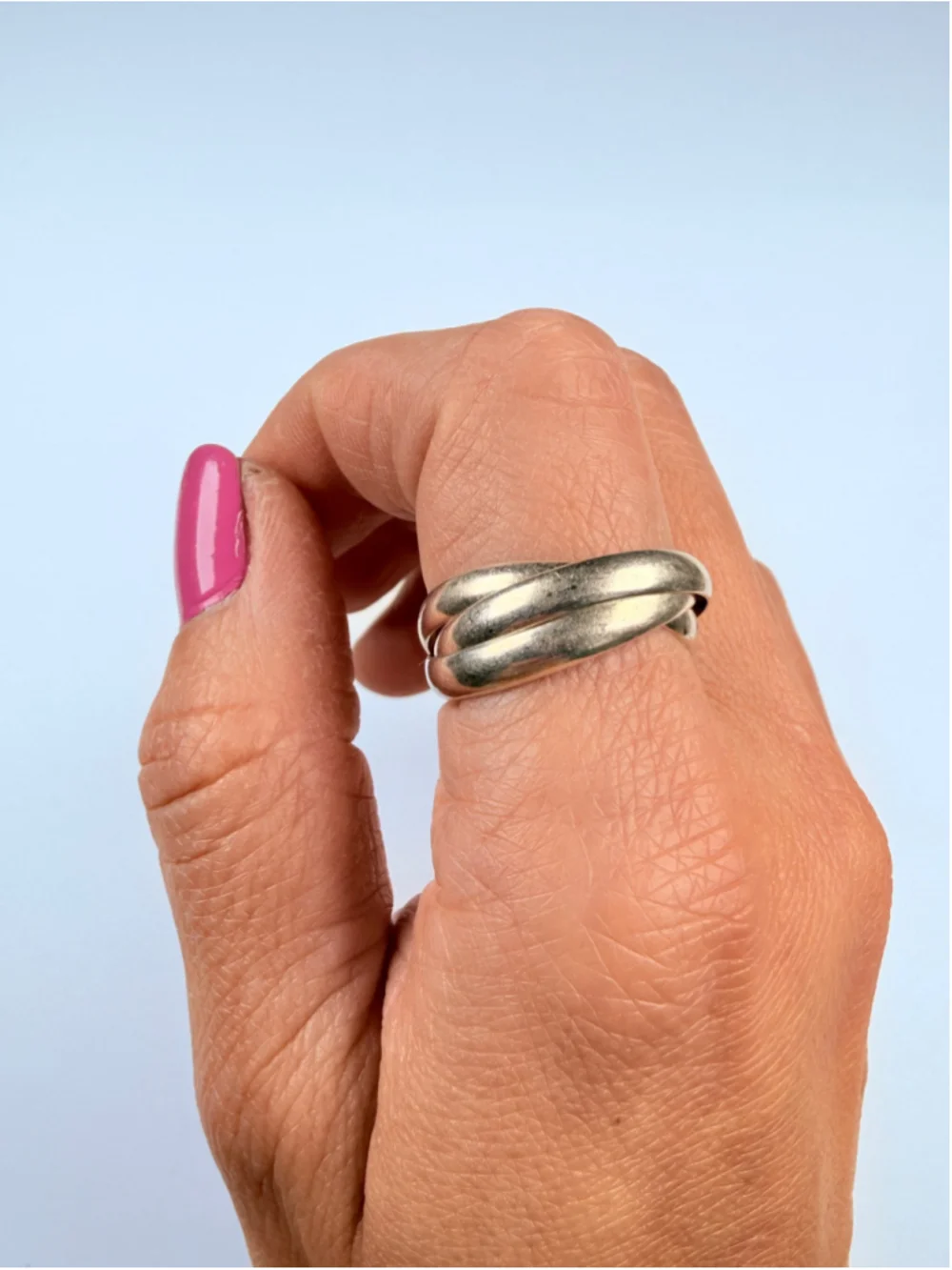 .999 Interlocking Triple Rolling Circle Band Sterling Silver Fidget Rings
